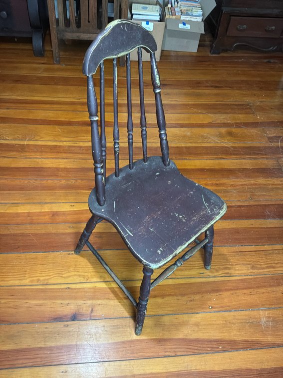 Dark Painted Wooden Spindle-Back Chair