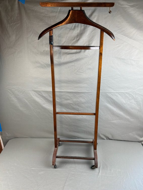 Wooden Clothes Valet Stand on Casters