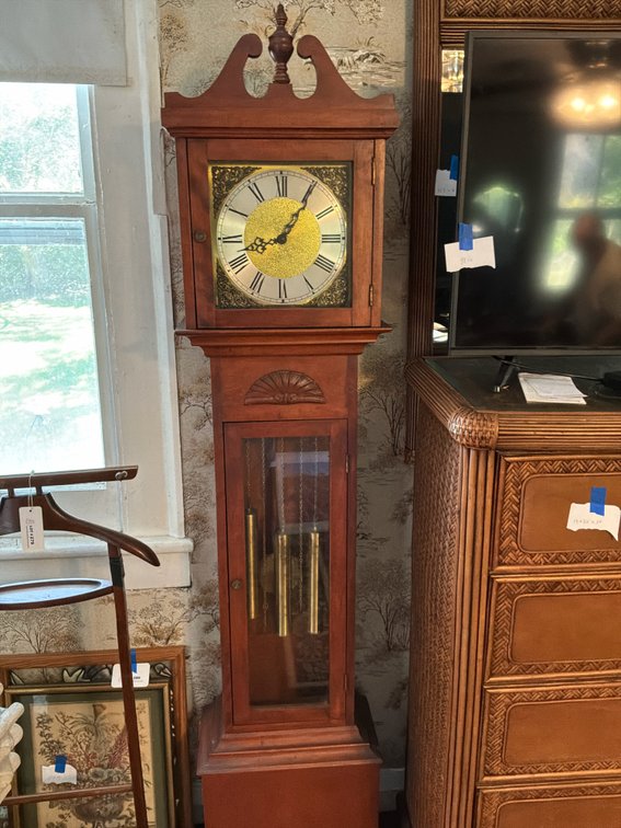 Wood Tall Case Grandfather Clock with Weights and Pendulum