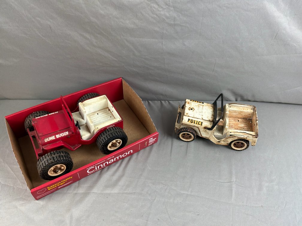 Tonka Pressed Steel Dune Buggy and Police Jeep