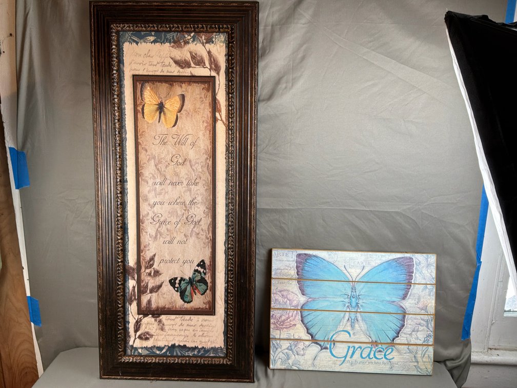 Framed and Wood Slat Butterfly Inspirational Wall Art