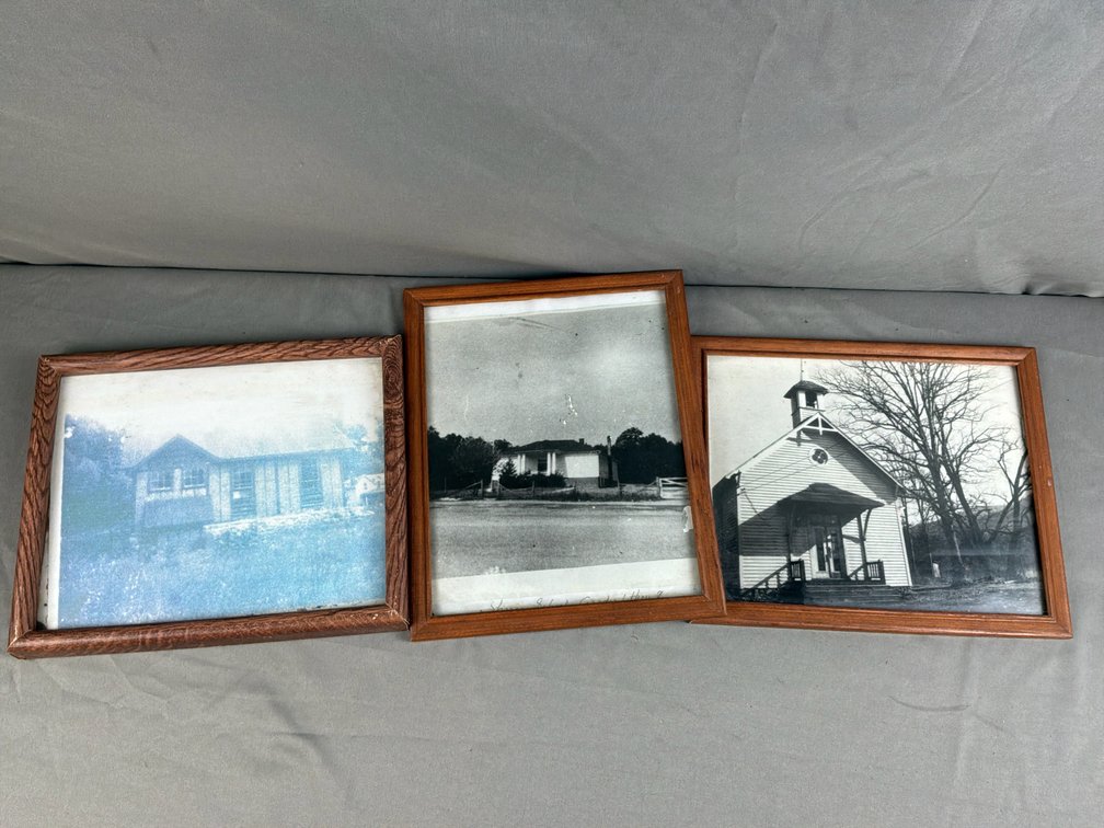 Framed Rural Building and Schoolhouse Photographs