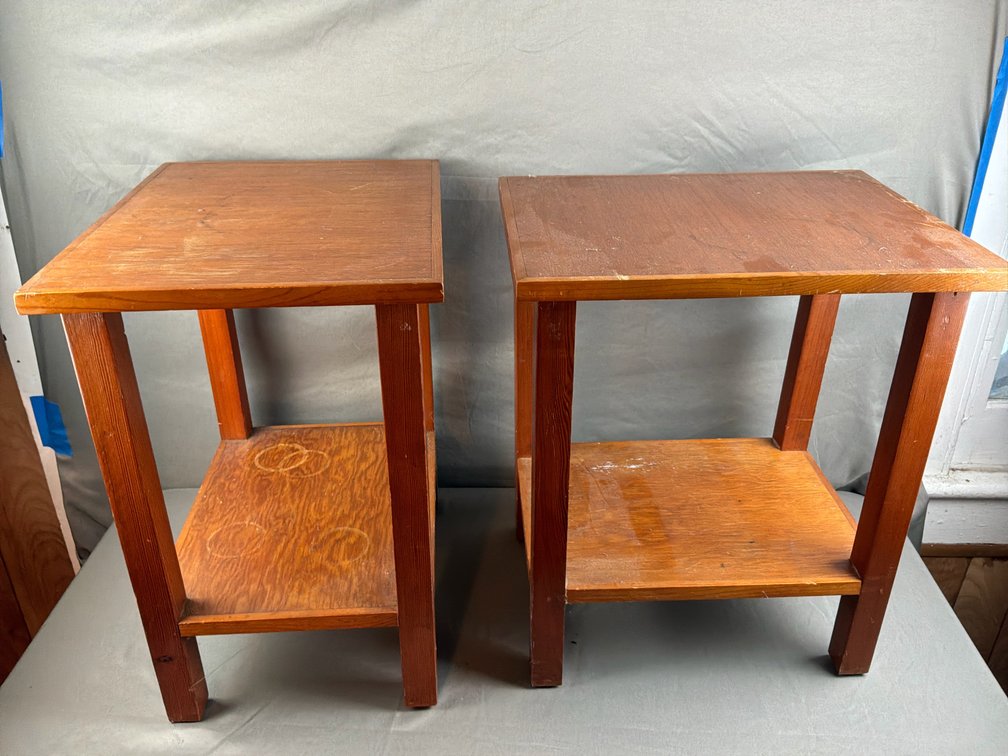 Pair of Wooden Two-Tier Side Tables