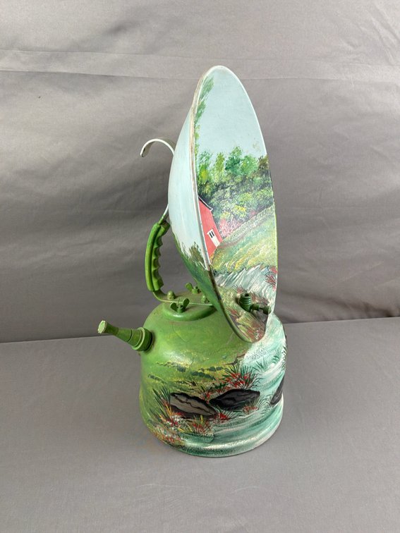 Hand-Painted Metal Radiant Heater Signed Martin