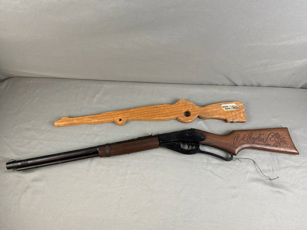 Lever-Action BB Gun and Carved Wooden Toy Rifle