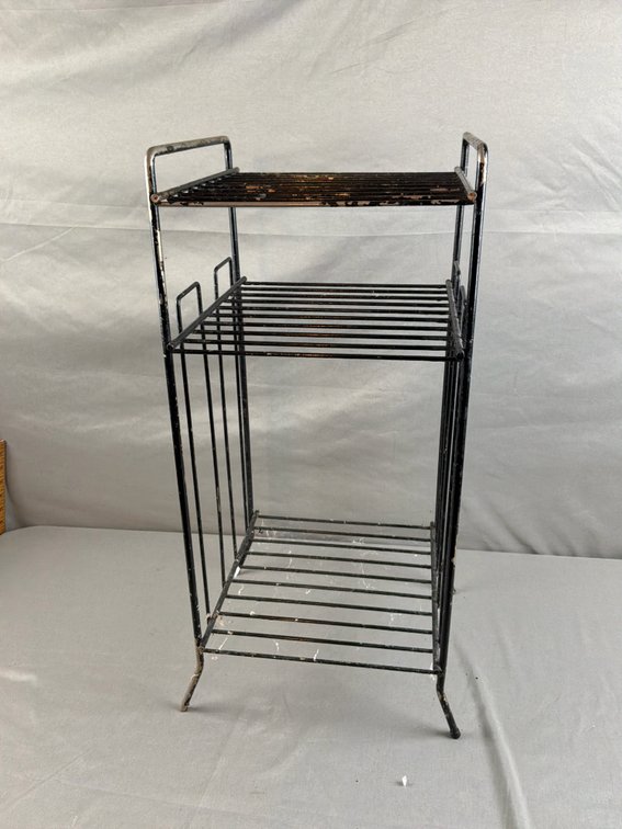 Black Metal Wire Three-Tier Shelving Rack