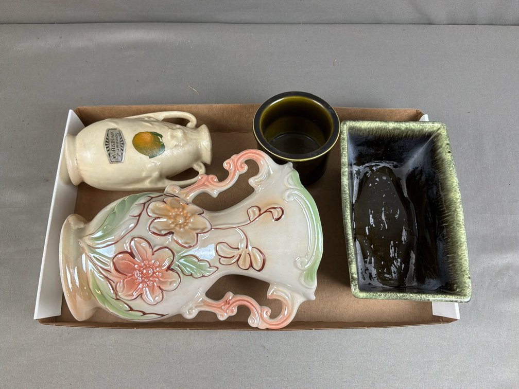 Ceramic Vases, Footed Planter, and Glazed Pot
