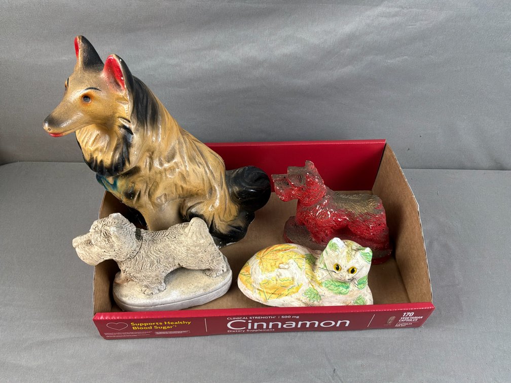 Painted Dog and Cat Figurines