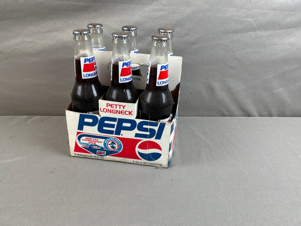 Pepsi Richard Petty 1992 Longneck Glass Bottles 6-Pack