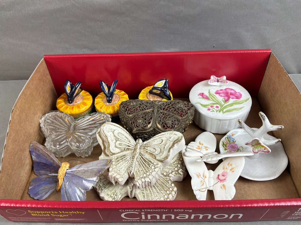 Butterfly-Themed Trinket Boxes and Decorative Items