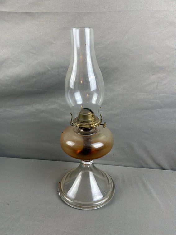Amber and Clear Glass Kerosene Oil Lamp