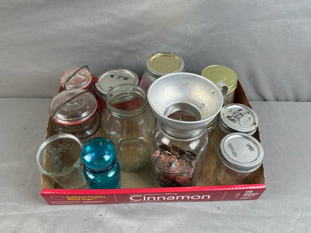 Glass Canning Jars, Canning Funnel, and Glass Container