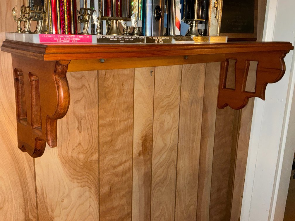 Stained Wood Wall-Mounted Bracket Shelf