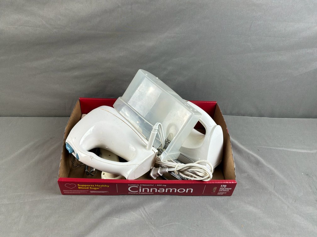 White Electric Hand Mixers with Accessories