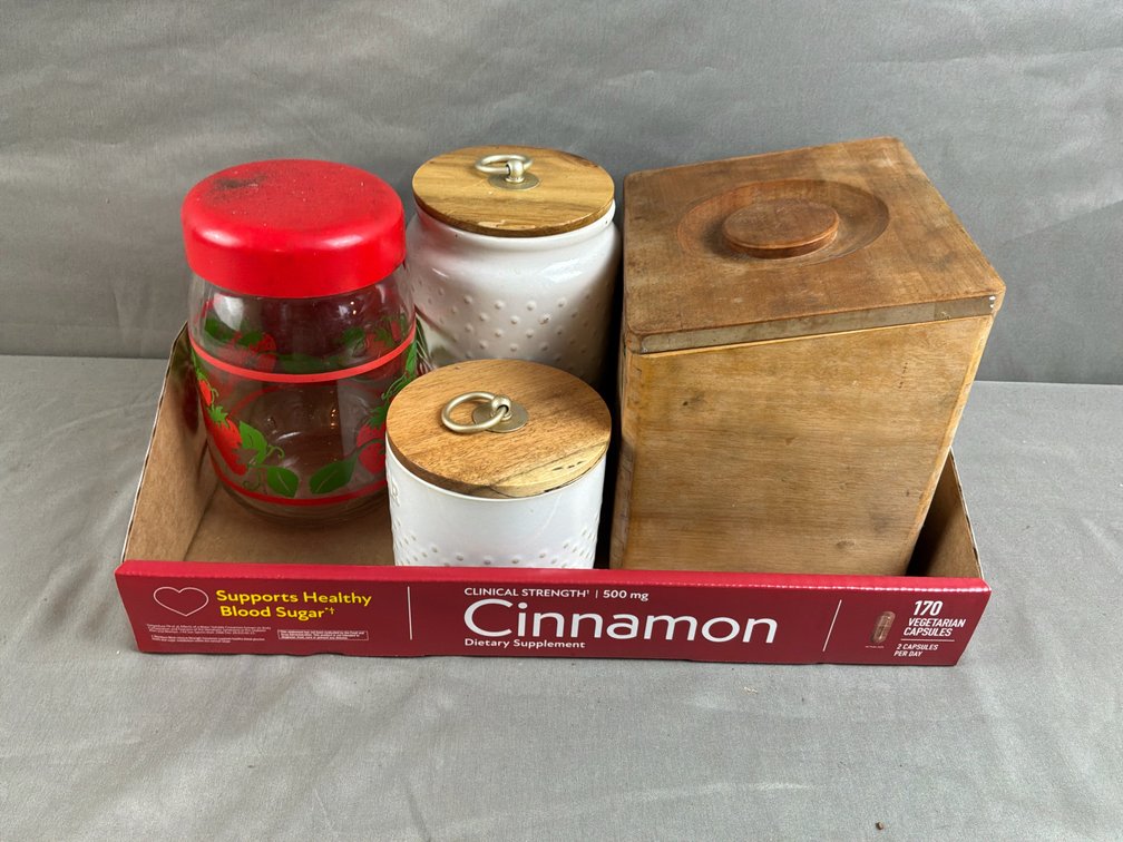 Wood, Ceramic, and Glass Kitchen Canisters