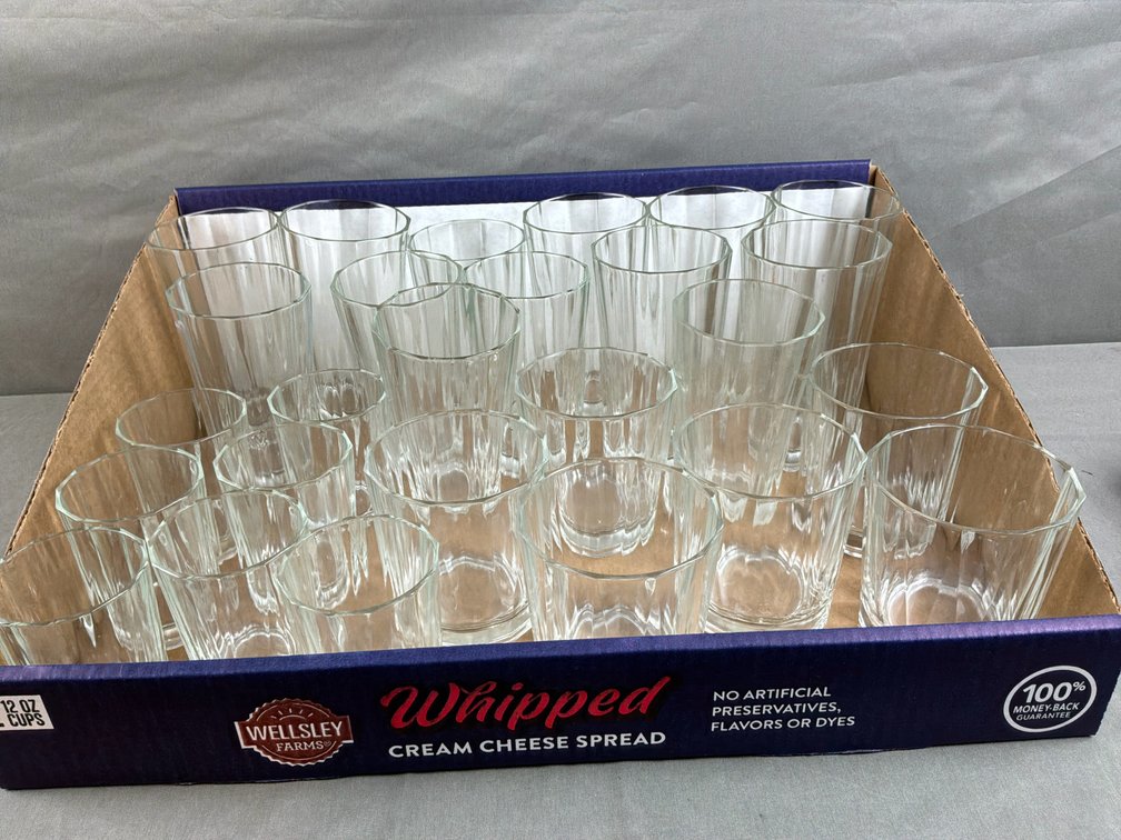 Faceted Clear Glass Paneled Drinking Tumblers