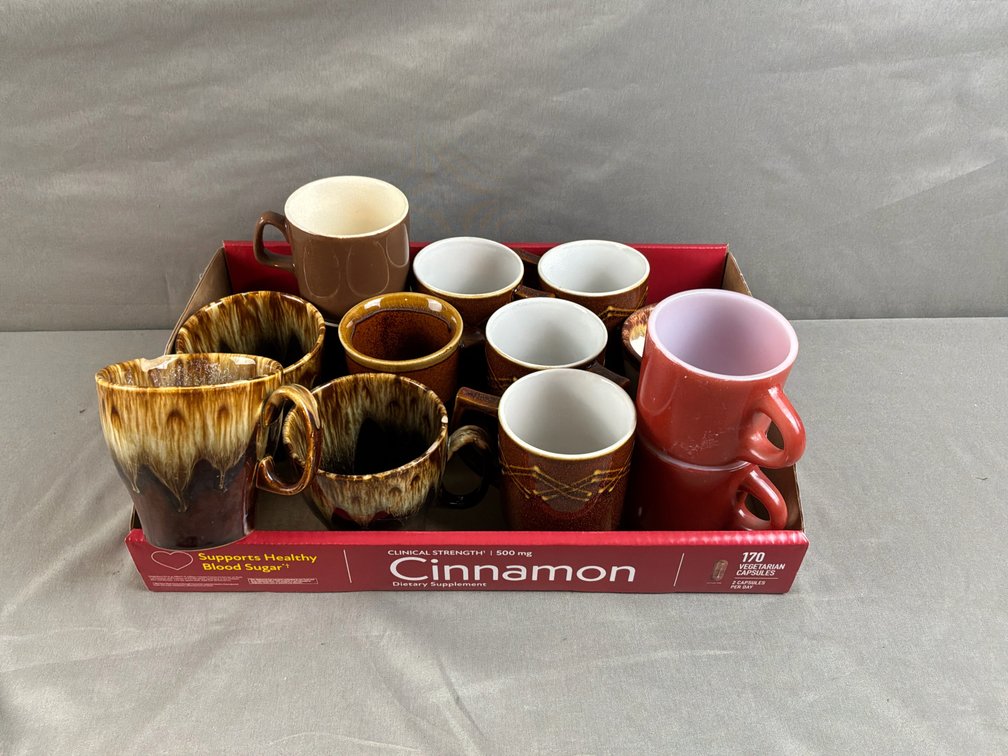 Ceramic Coffee Mugs and Milk Glass Stacking Mugs