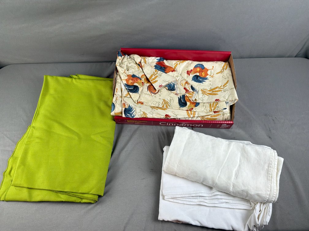 Rooster Print Tablecloth, Table Linens, and Dietary Supplement