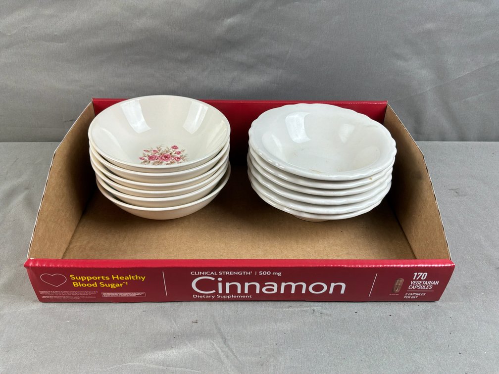 Small Ceramic Floral and Scalloped Rim Bowls