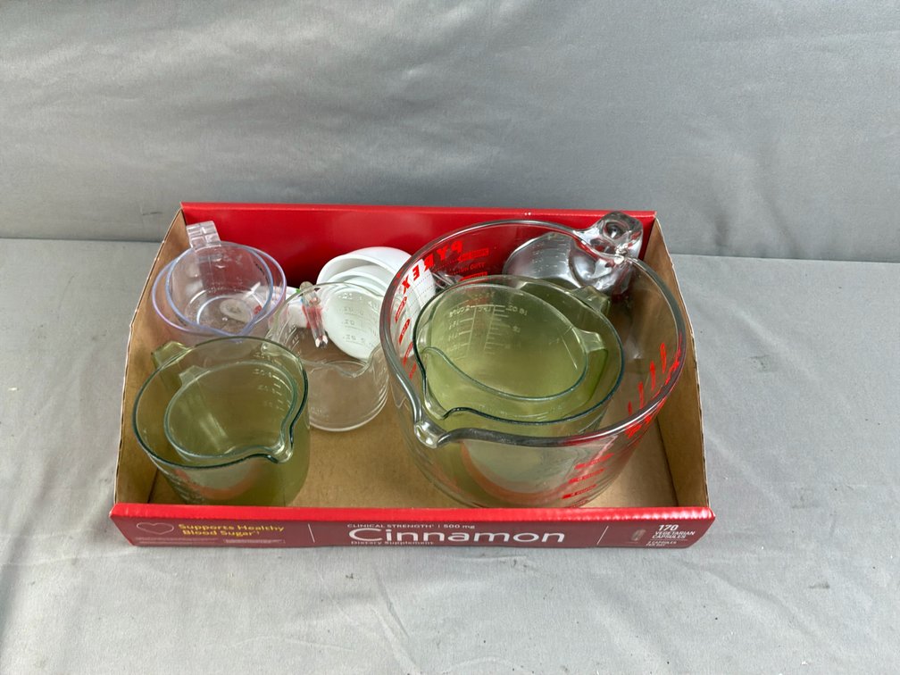 Glass, Plastic, and Metal Measuring Cups and Spoons