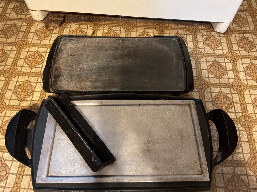 Two Rectangular Electric Griddles with Drip Tray