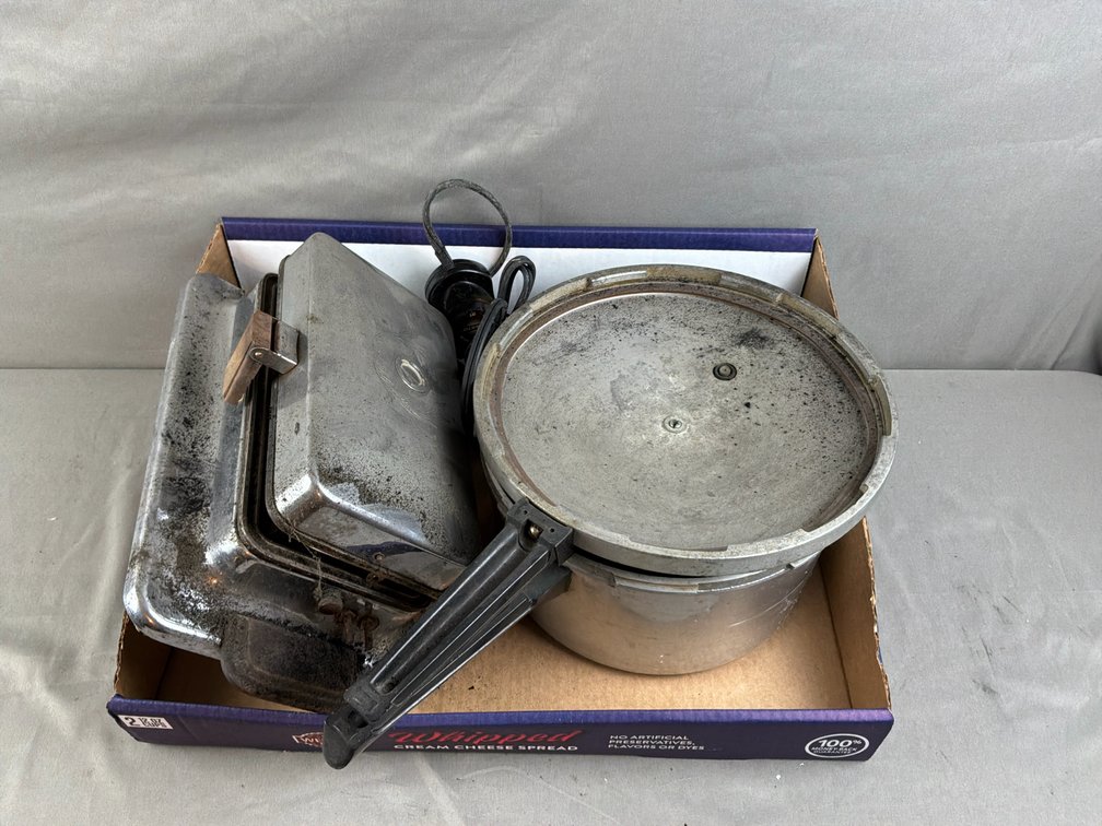 Aluminum Pressure Cooker and Chrome Waffle Maker