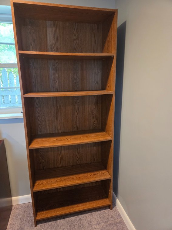 Tall Wood-Grain Laminate Bookcase
