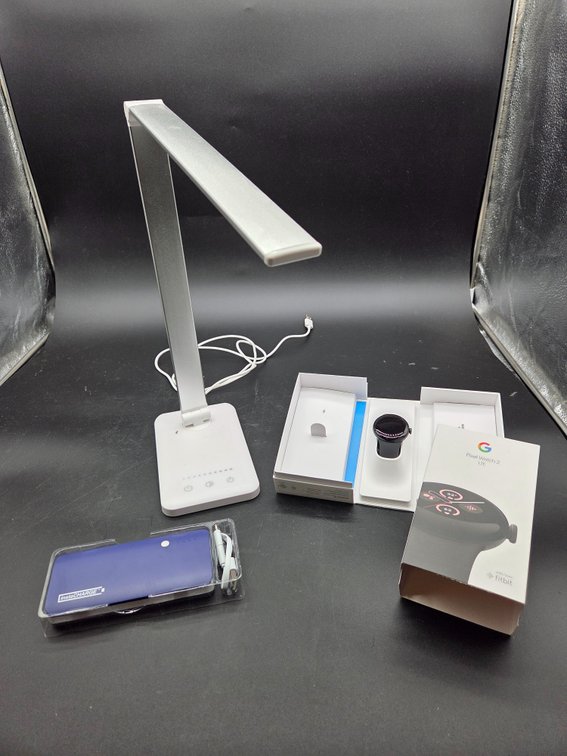 Smartwatch, Portable Power Bank, and LED Desk Lamp