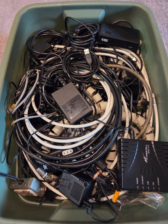 Westell DSL Modem, Cox Receiver, Cables, and Power Adapters