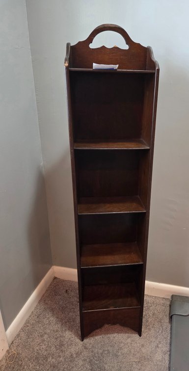 Narrow Dark Wood Five-Tier Open Bookshelf