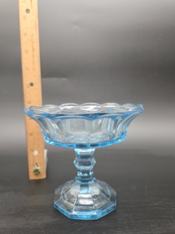 Light Blue Pressed Glass Pedestal Compote