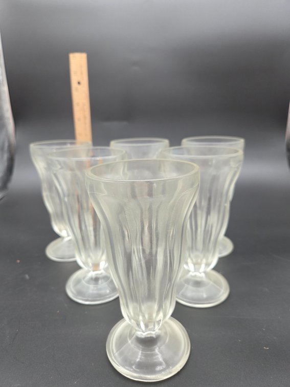 Clear Pressed Glass Fluted Sundae Glasses