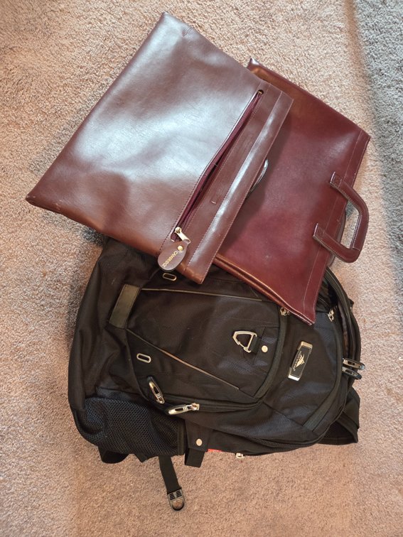 Backpack and Two Document Portfolio Cases