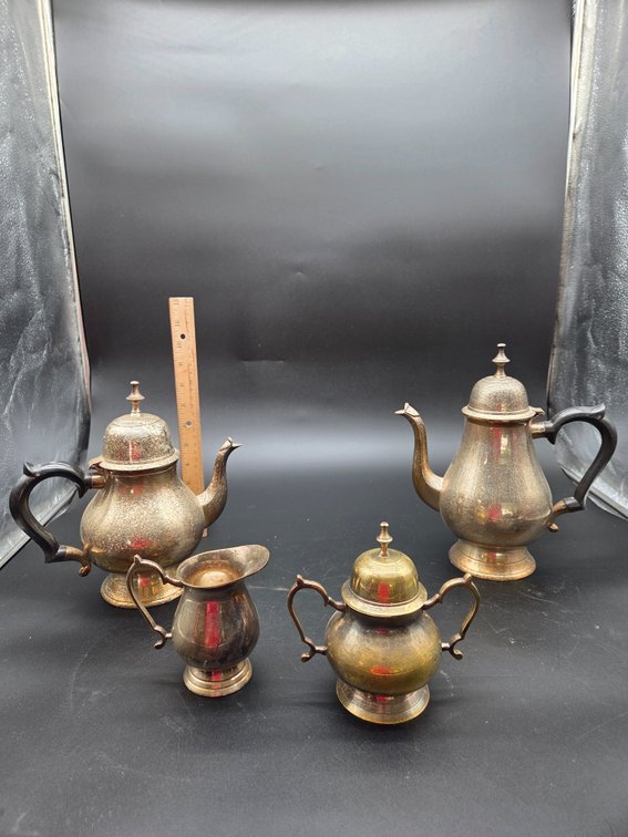 Four-Piece Metal Tea and Coffee Service Set