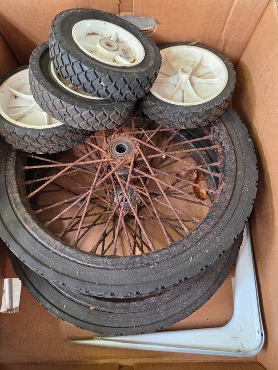 Wire-Spoke Wheels, Utility Wheels, and Metal Shelf Bracket