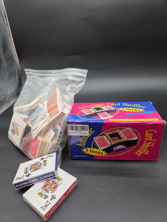 Two-Deck Automatic Card Shuffler and Playing Cards