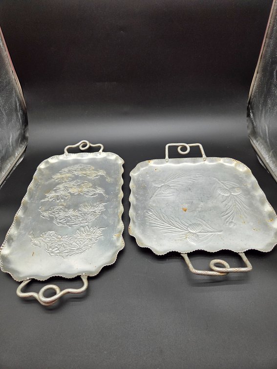 Embossed Aluminum Serving Trays with Handles
