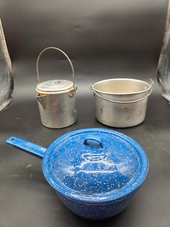 Enamelware Saucepan, Aluminum Pot, and Aluminum Pot