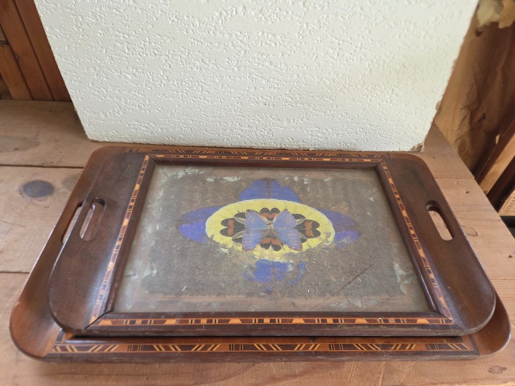 Casa Hugo Butterfly Wing Inlaid Wood Serving Trays