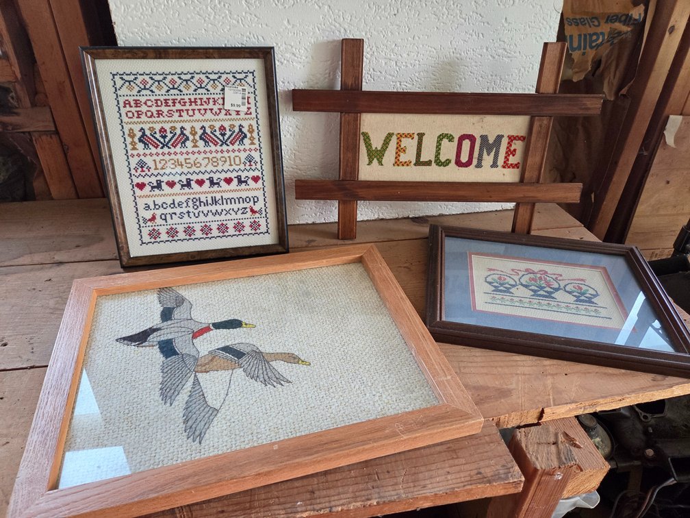 Framed Needlework and Cross-Stitch Artworks
