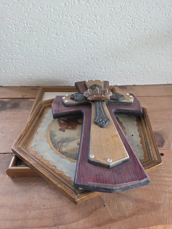 Decorative Wall Cross, Italian Art Plaque, and Picture Frame