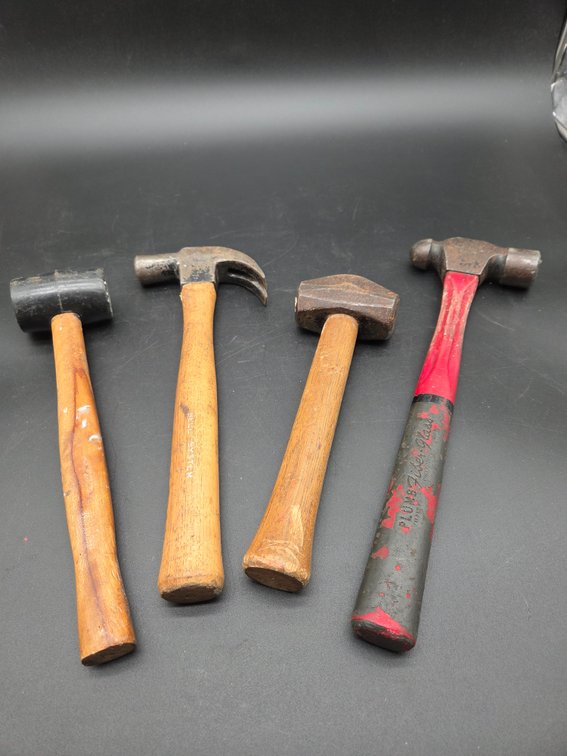Claw Hammer, Ball-Peen Hammer, Drilling Hammer, and Rubber Mallet