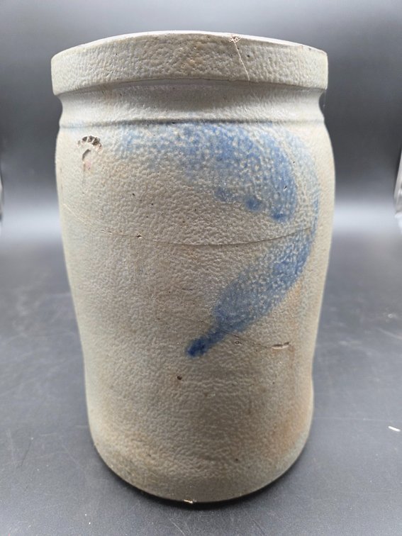 Cobalt Decorated Salt-Glazed and Brown Stoneware Crocks