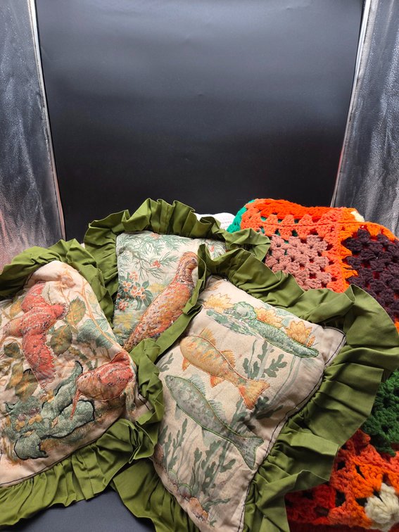 Wildlife Throw Pillows, Crocheted Afghan, and Throw Blanket