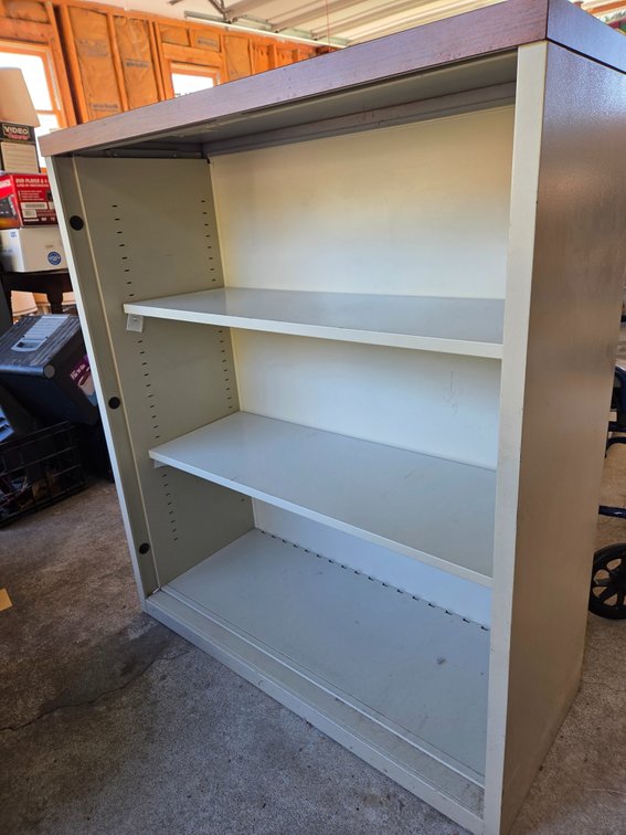 Metal Bookcase with Woodgrain Laminate Top