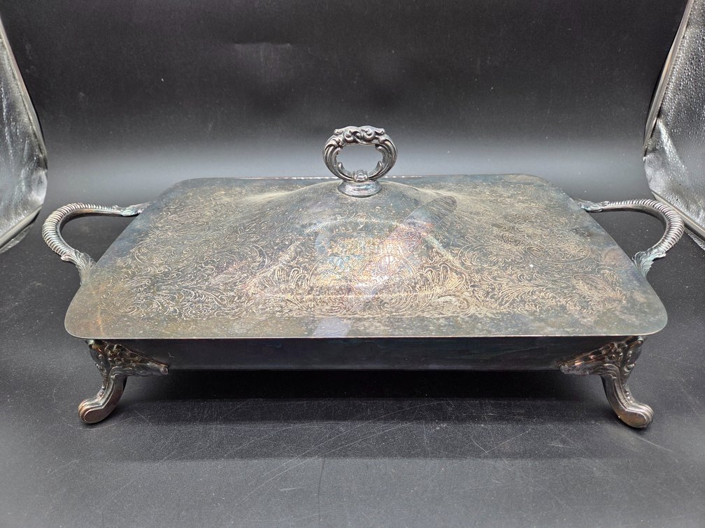 Electric Silver-Tone Covered Serving Dish