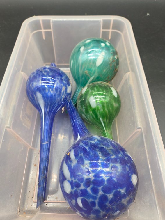 Blown Glass Plant Watering Globes with Storage Container