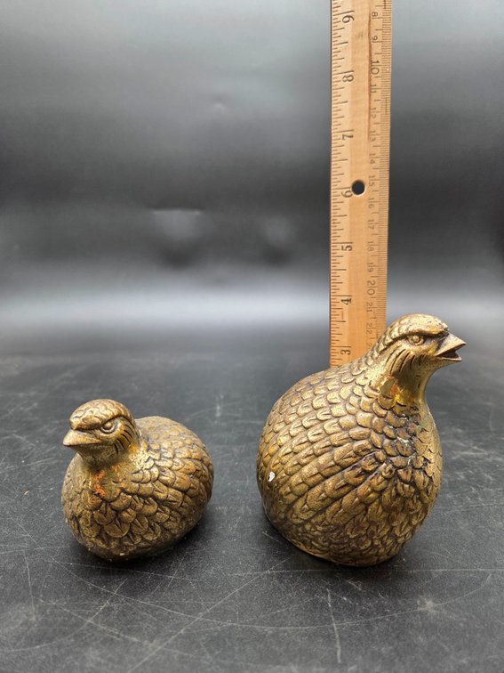 Cast Brass Quail Figurines Made in Japan