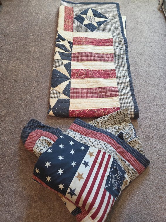 Americana Patriotic Patchwork Quilt and Throw