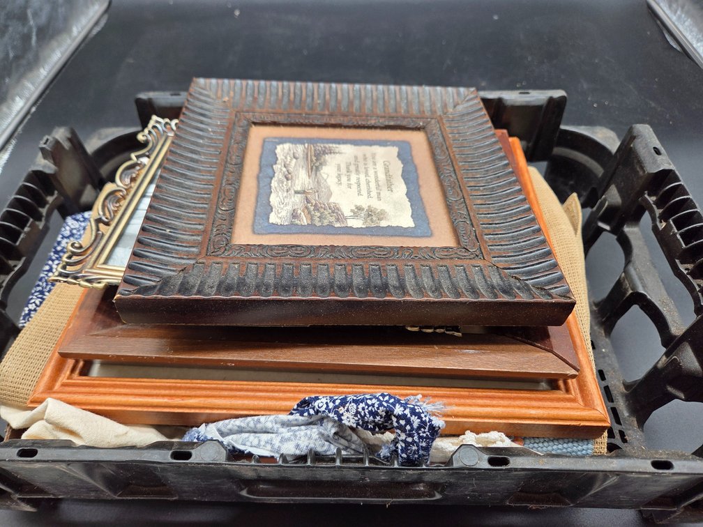 Framed Prints, Picture Frames, and Embroidered Linens